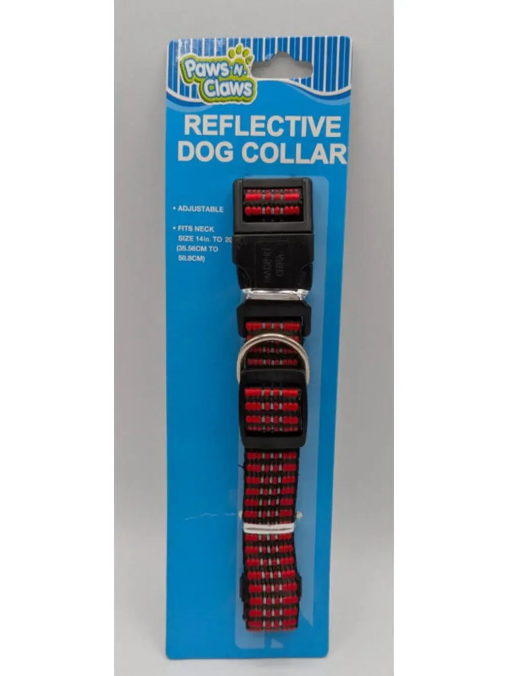 Paws 'N' Claws Reflective Dog Collar Red/Black, 14